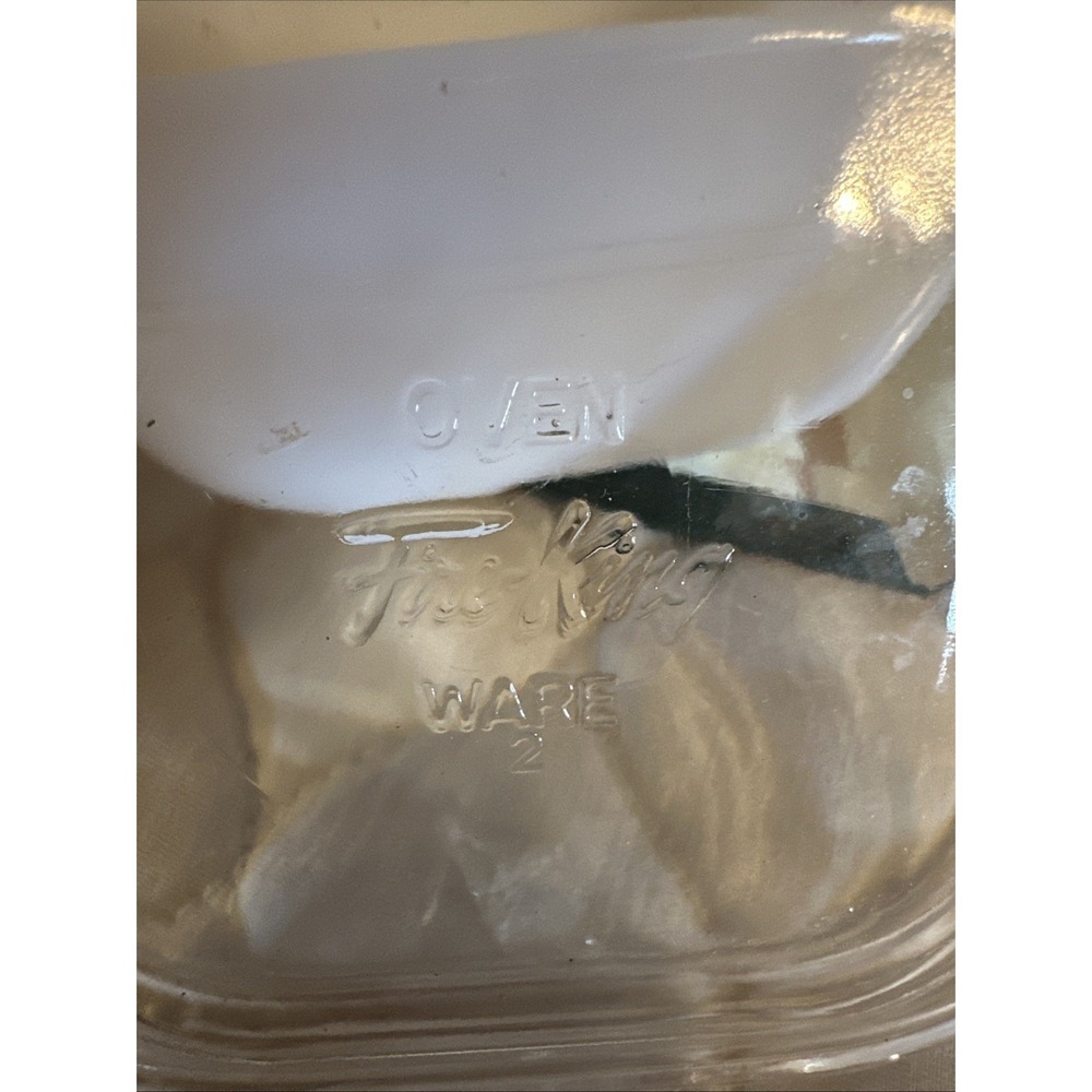 Vintage Fire King Milk White Glass Square 4" Set Of 2 W/lids & Loaf Pan With Lid - Picture 3 of 4